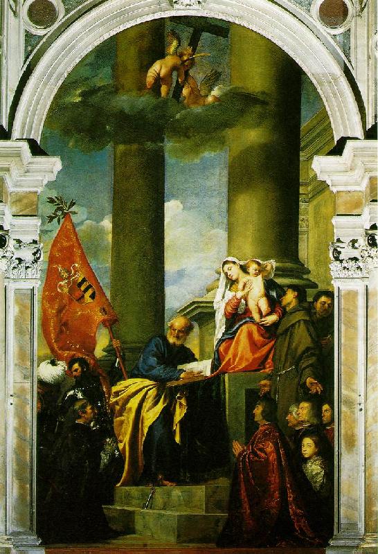 TIZIANO Vecellio Madonna with Saints and Members of the Pesaro Family  r china oil painting image